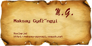 Maksay Gyöngyi névjegykártya